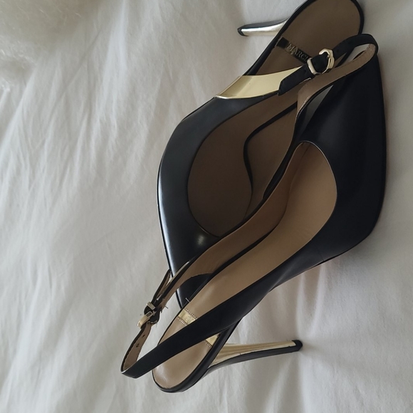 Marciano Black w/ gold accent slingbacks-Size 8 - Picture 3 of 4